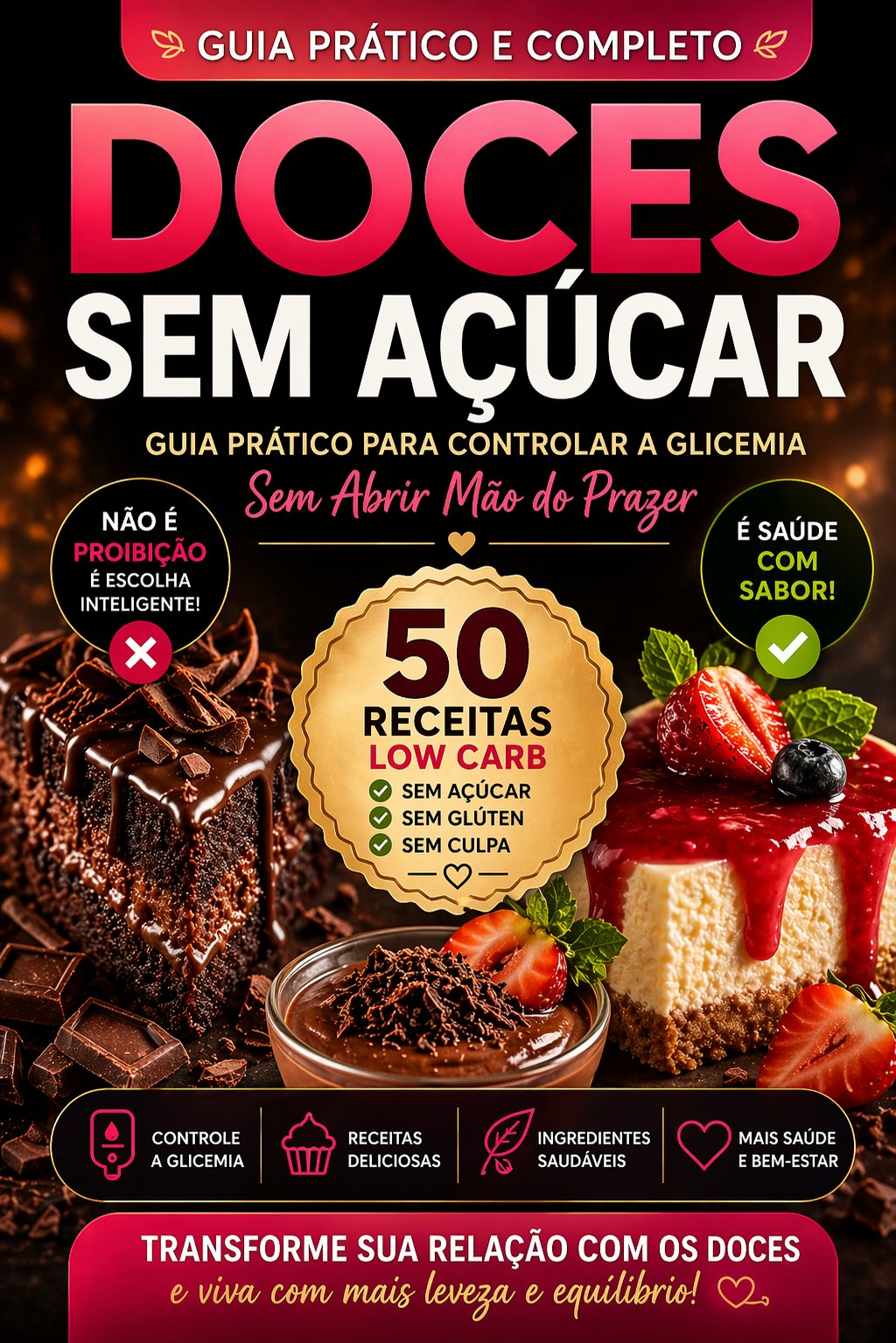 Capa do eBook 50 Doces Sem Açúcar